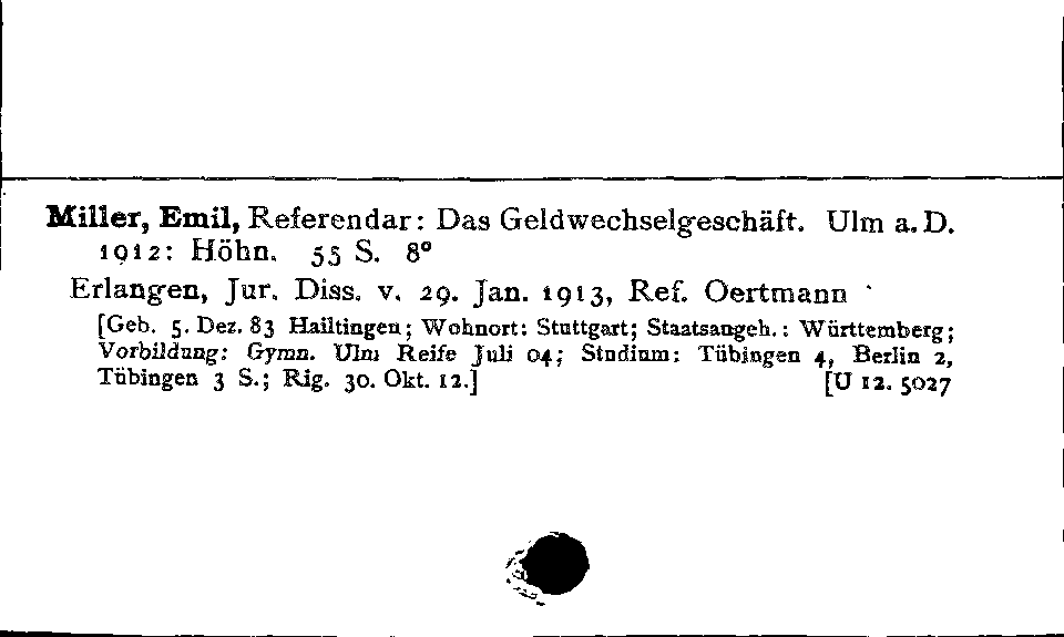 [Katalogkarte Dissertationenkatalog bis 1980]