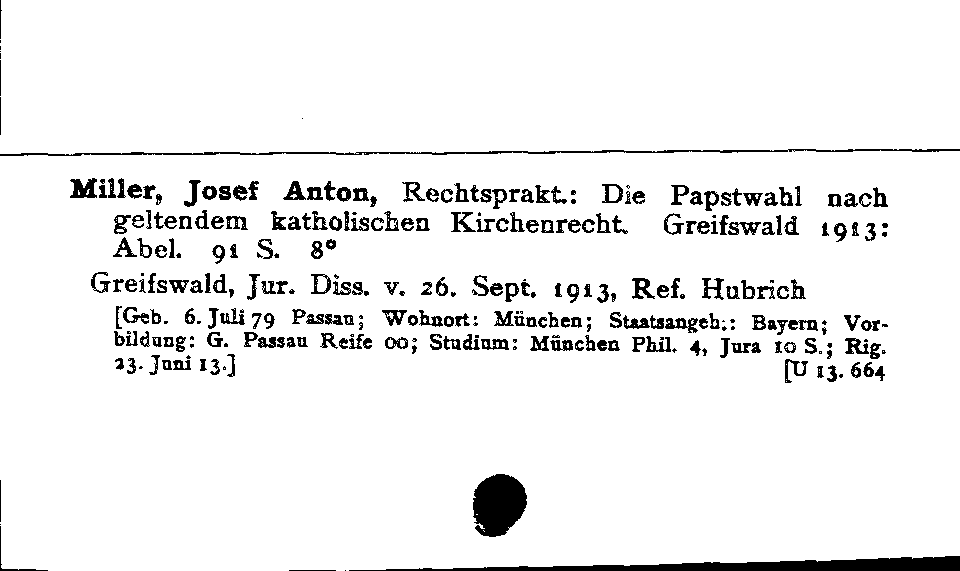 [Katalogkarte Dissertationenkatalog bis 1980]