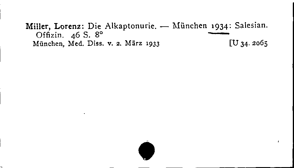 [Katalogkarte Dissertationenkatalog bis 1980]