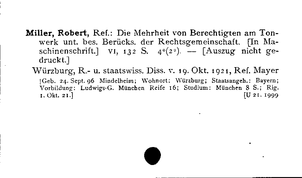 [Katalogkarte Dissertationenkatalog bis 1980]