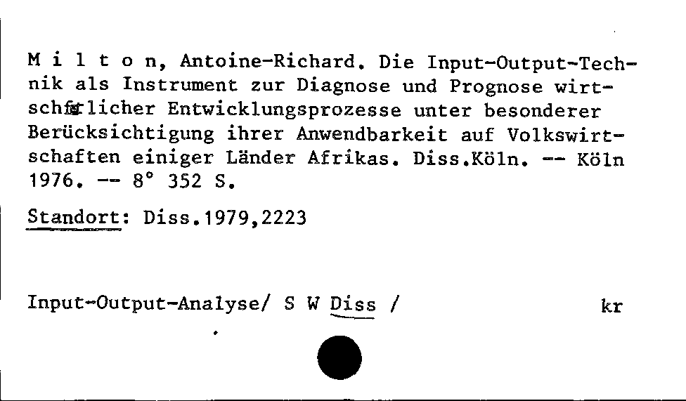 [Katalogkarte Dissertationenkatalog bis 1980]