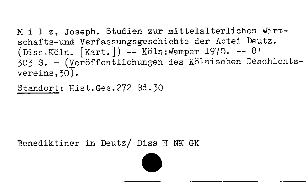 [Katalogkarte Dissertationenkatalog bis 1980]