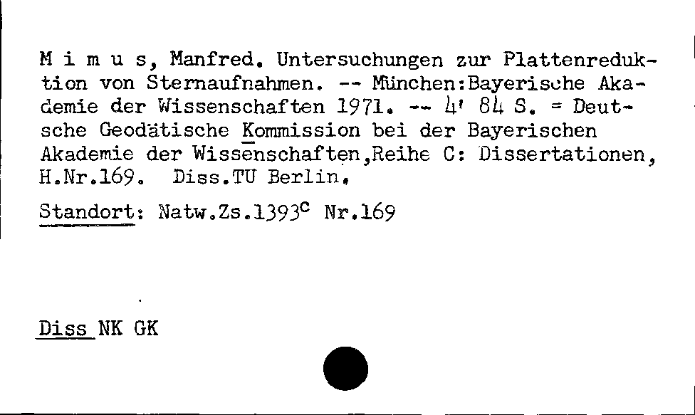 [Katalogkarte Dissertationenkatalog bis 1980]