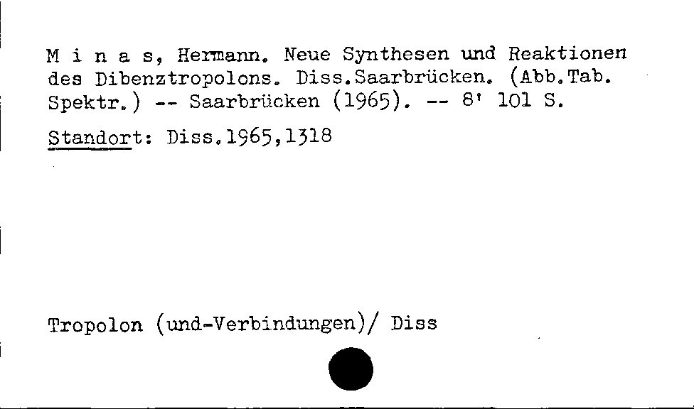 [Katalogkarte Dissertationenkatalog bis 1980]