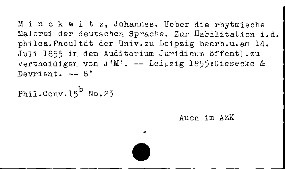 [Katalogkarte Dissertationenkatalog bis 1980]