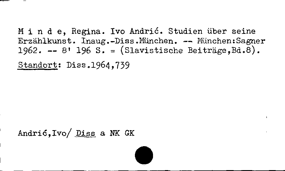 [Katalogkarte Dissertationenkatalog bis 1980]