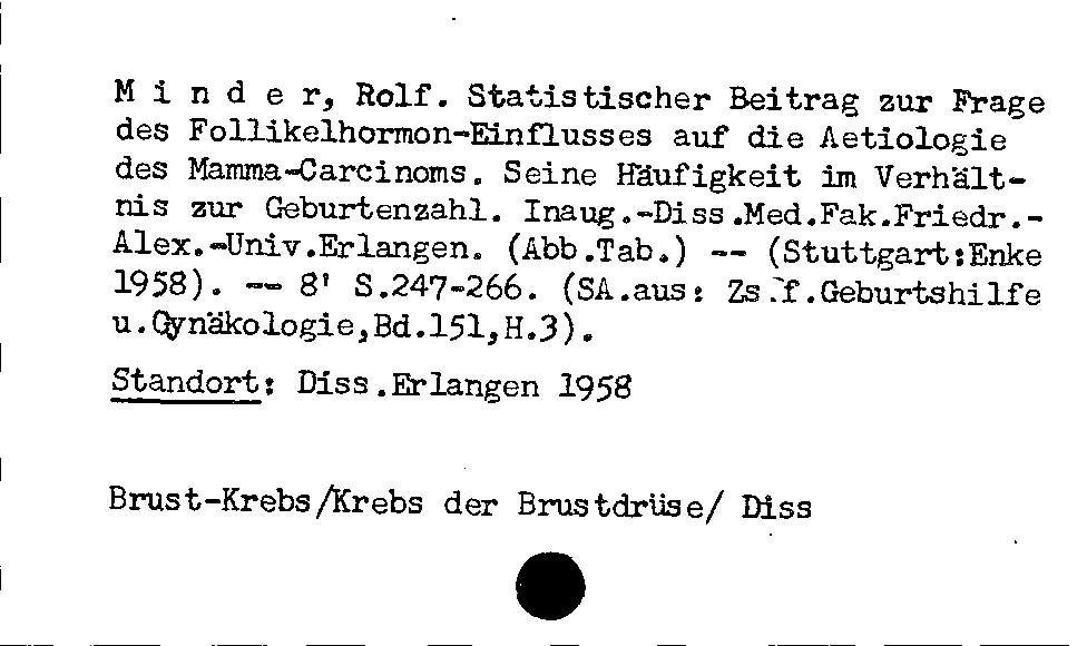 [Katalogkarte Dissertationenkatalog bis 1980]