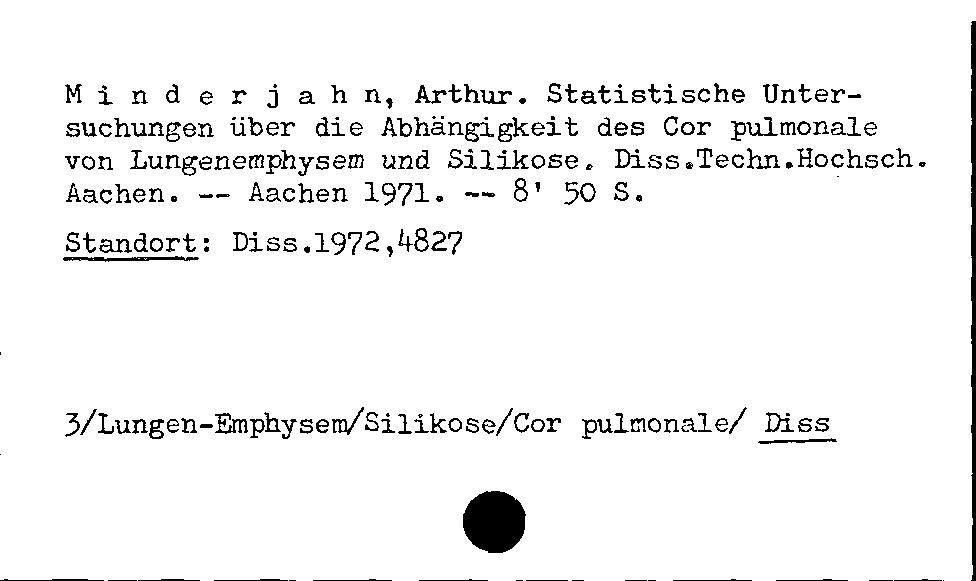 [Katalogkarte Dissertationenkatalog bis 1980]