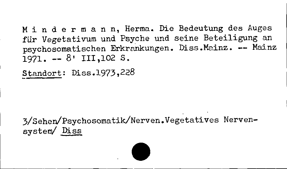 [Katalogkarte Dissertationenkatalog bis 1980]