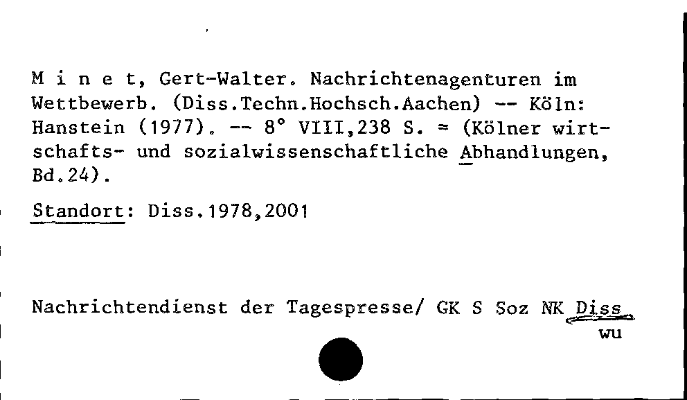 [Katalogkarte Dissertationenkatalog bis 1980]