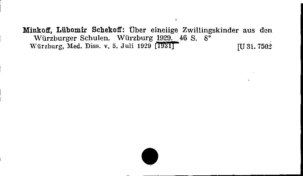 [Katalogkarte Dissertationenkatalog bis 1980]