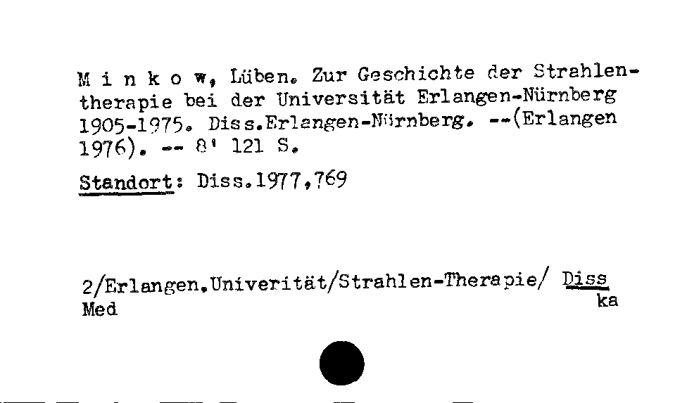 [Katalogkarte Dissertationenkatalog bis 1980]