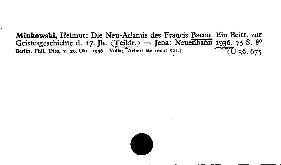 [Katalogkarte Dissertationenkatalog bis 1980]