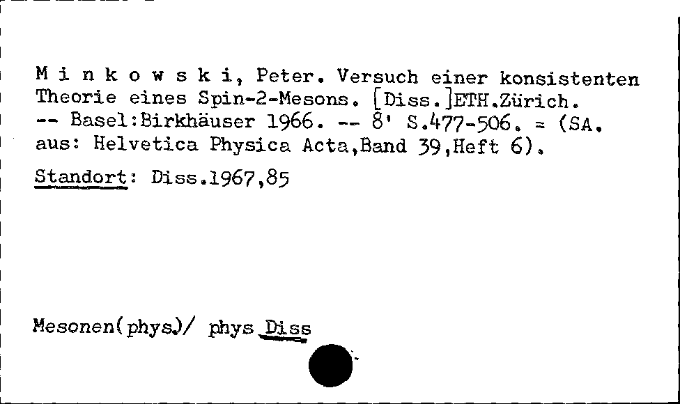 [Katalogkarte Dissertationenkatalog bis 1980]