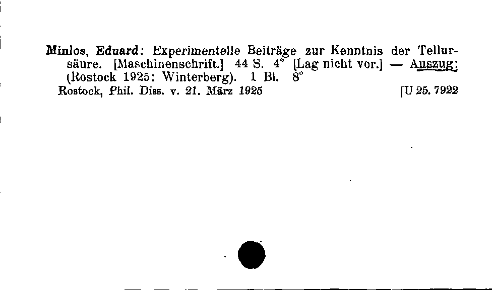 [Katalogkarte Dissertationenkatalog bis 1980]