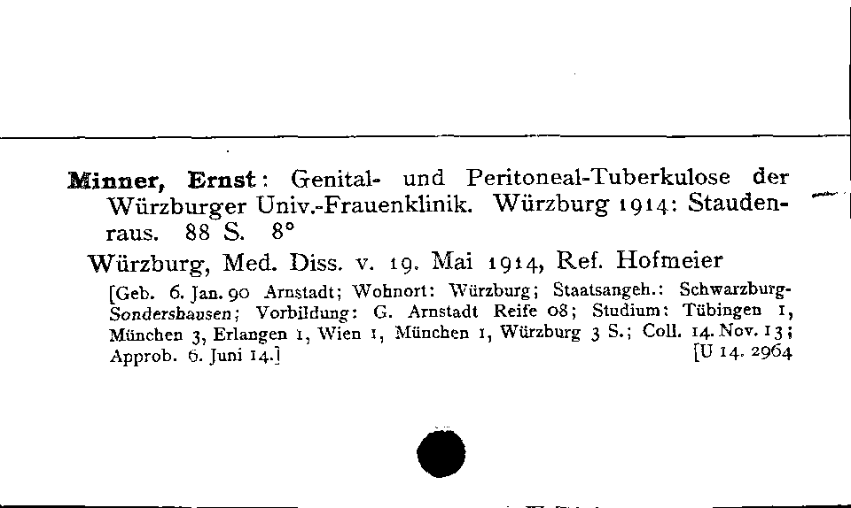 [Katalogkarte Dissertationenkatalog bis 1980]