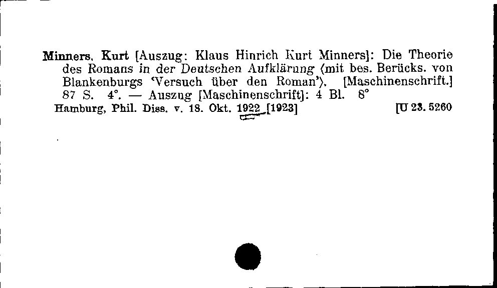 [Katalogkarte Dissertationenkatalog bis 1980]