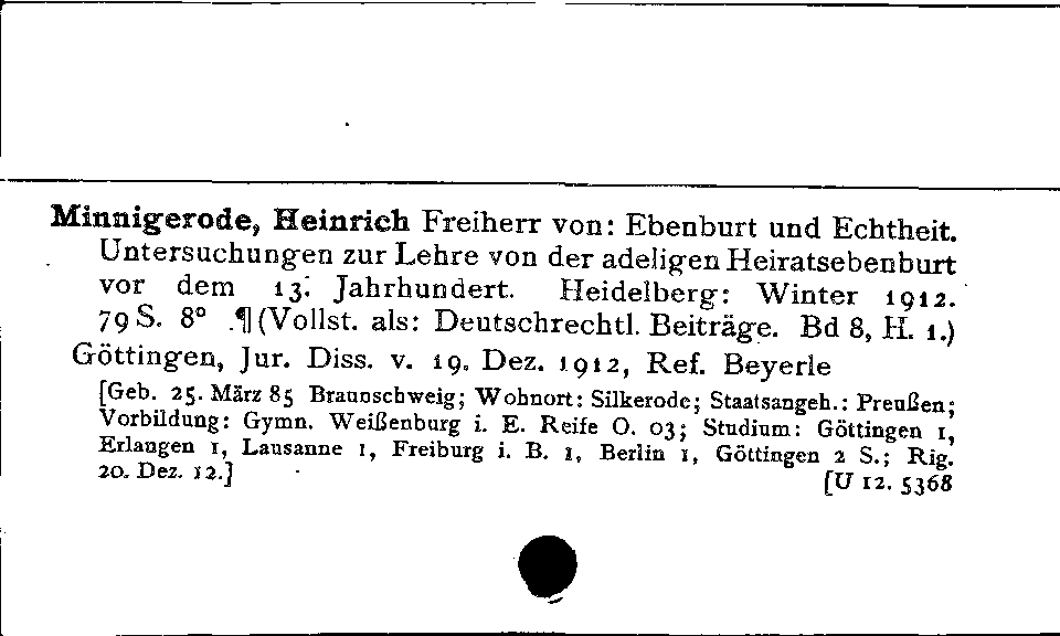 [Katalogkarte Dissertationenkatalog bis 1980]