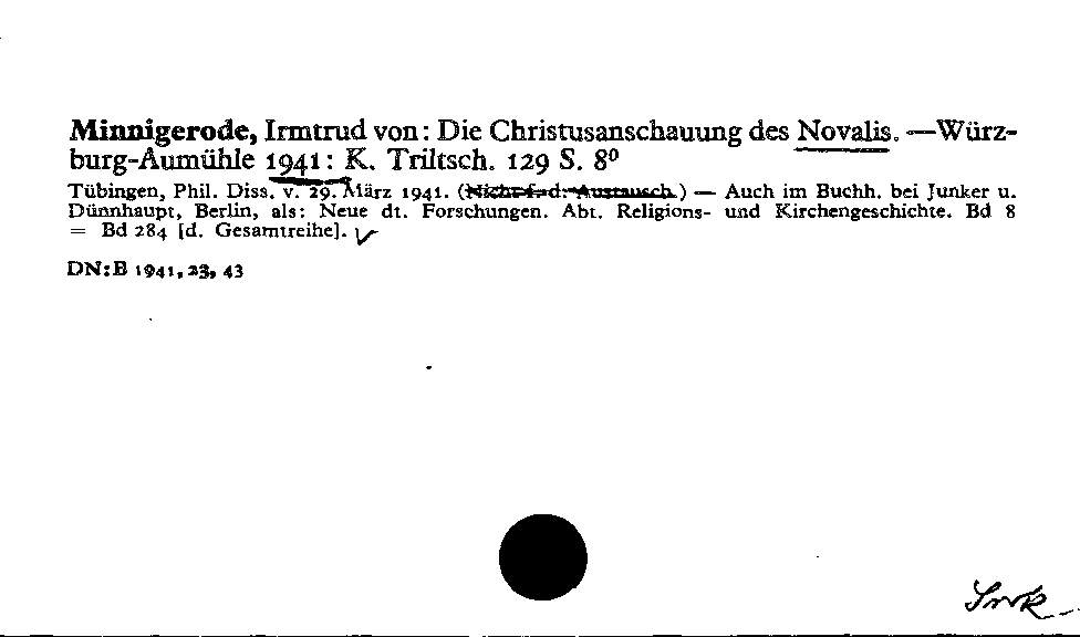 [Katalogkarte Dissertationenkatalog bis 1980]