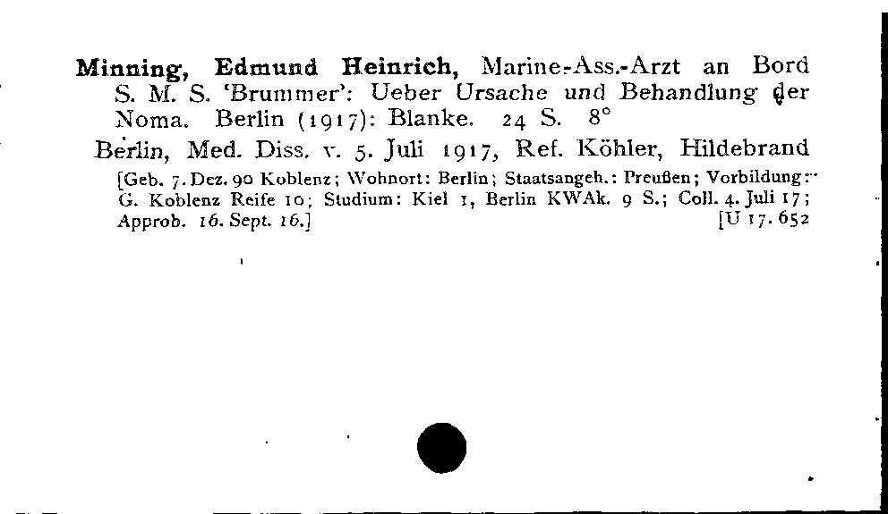 [Katalogkarte Dissertationenkatalog bis 1980]