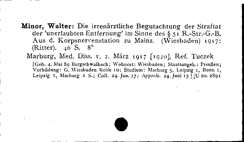 [Katalogkarte Dissertationenkatalog bis 1980]