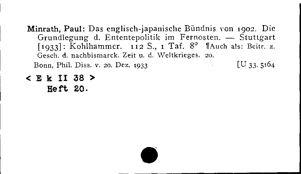 [Katalogkarte Dissertationenkatalog bis 1980]