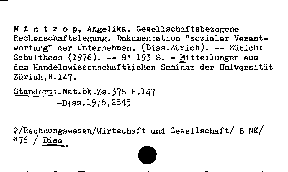 [Katalogkarte Dissertationenkatalog bis 1980]