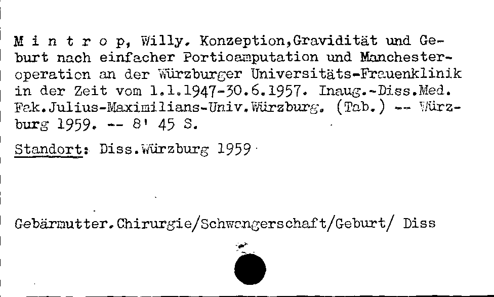 [Katalogkarte Dissertationenkatalog bis 1980]