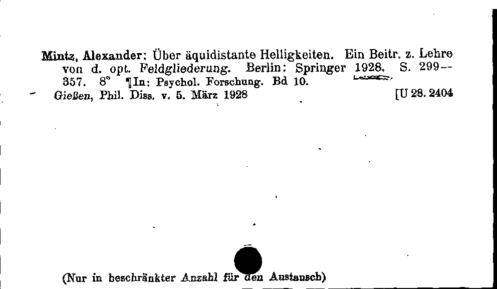 [Katalogkarte Dissertationenkatalog bis 1980]