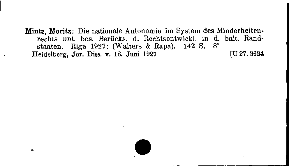 [Katalogkarte Dissertationenkatalog bis 1980]