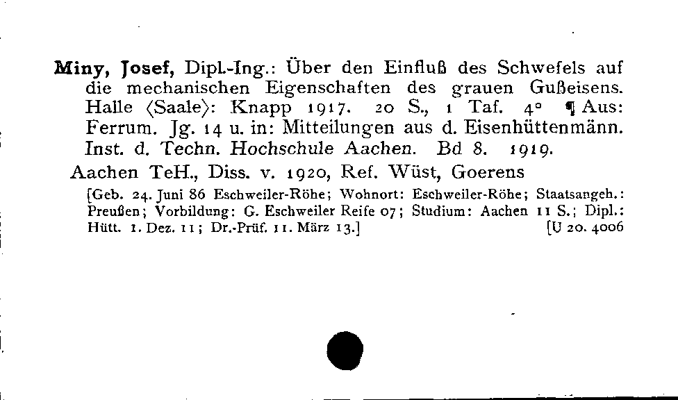 [Katalogkarte Dissertationenkatalog bis 1980]