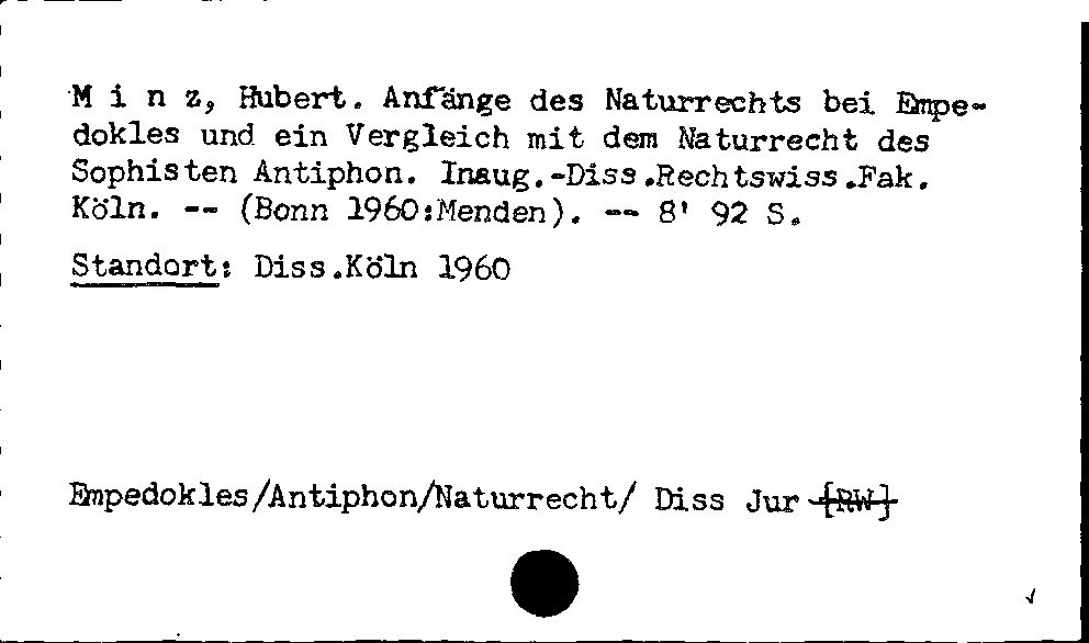 [Katalogkarte Dissertationenkatalog bis 1980]