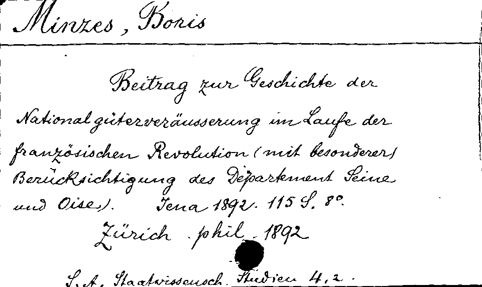 [Katalogkarte Dissertationenkatalog bis 1980]