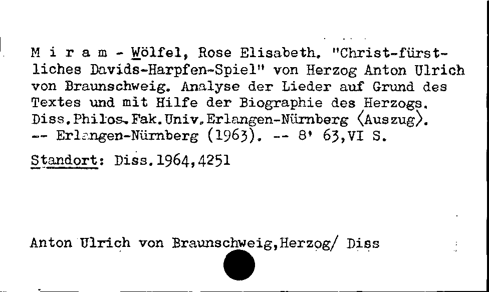 [Katalogkarte Dissertationenkatalog bis 1980]