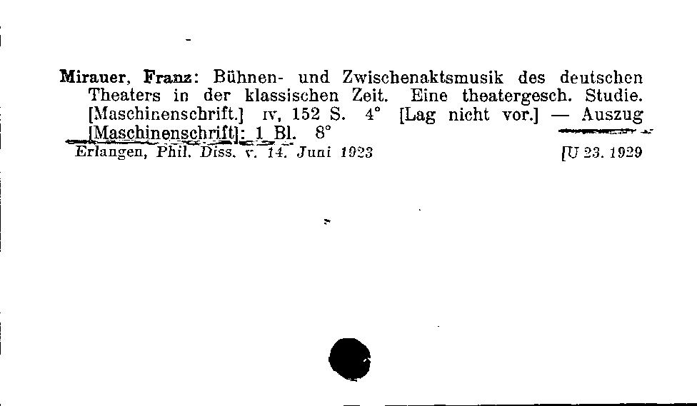 [Katalogkarte Dissertationenkatalog bis 1980]