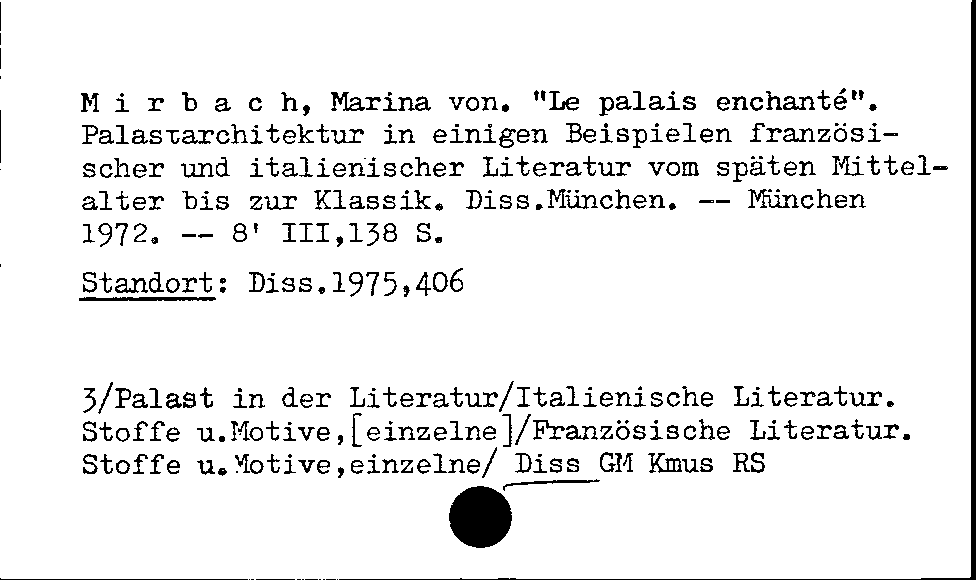 [Katalogkarte Dissertationenkatalog bis 1980]