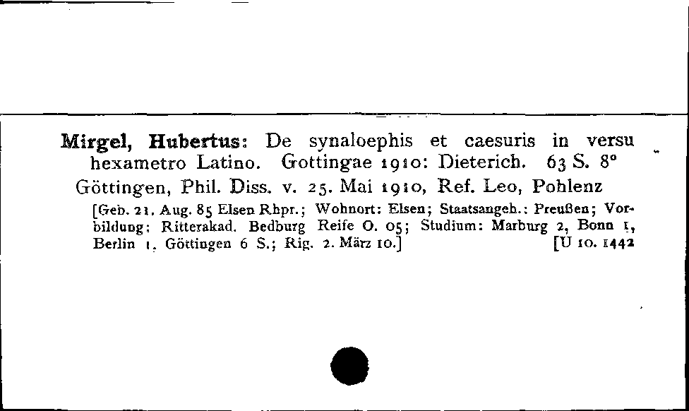 [Katalogkarte Dissertationenkatalog bis 1980]