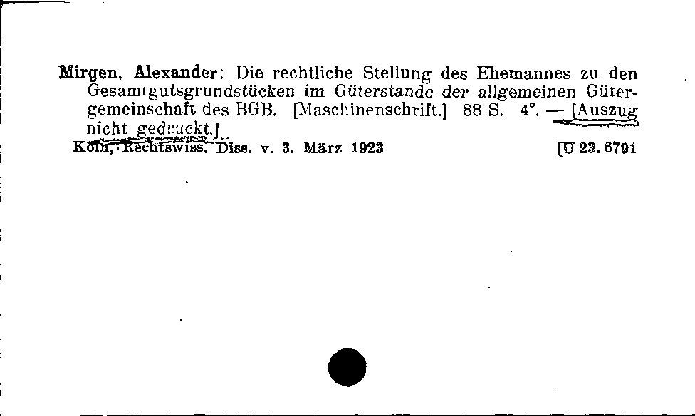 [Katalogkarte Dissertationenkatalog bis 1980]