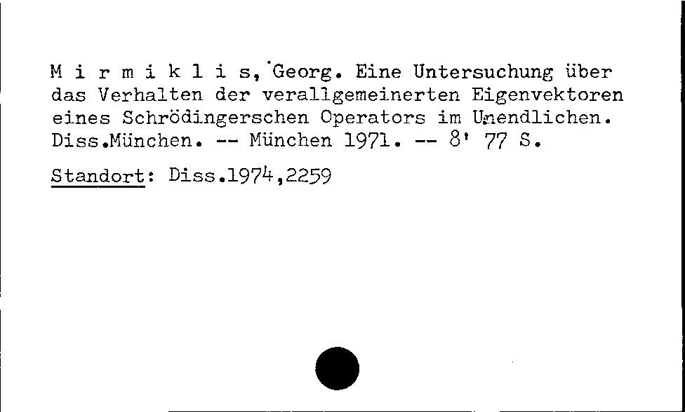 [Katalogkarte Dissertationenkatalog bis 1980]