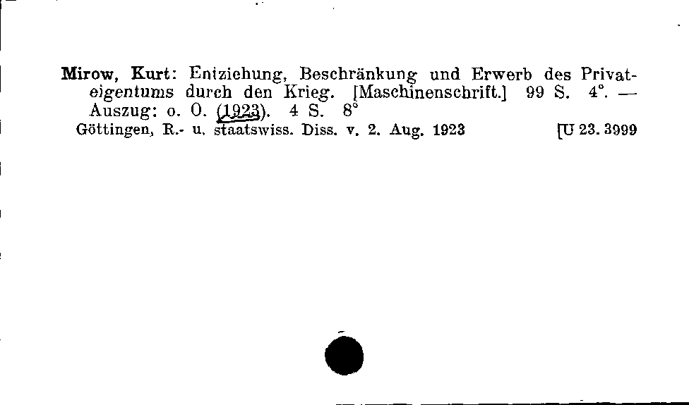 [Katalogkarte Dissertationenkatalog bis 1980]