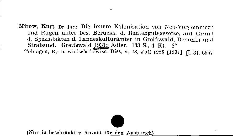 [Katalogkarte Dissertationenkatalog bis 1980]