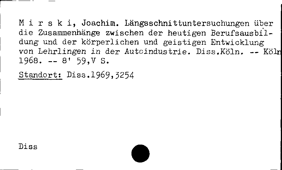 [Katalogkarte Dissertationenkatalog bis 1980]