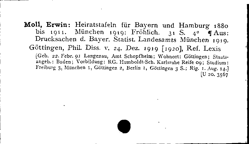 [Katalogkarte Dissertationenkatalog bis 1980]