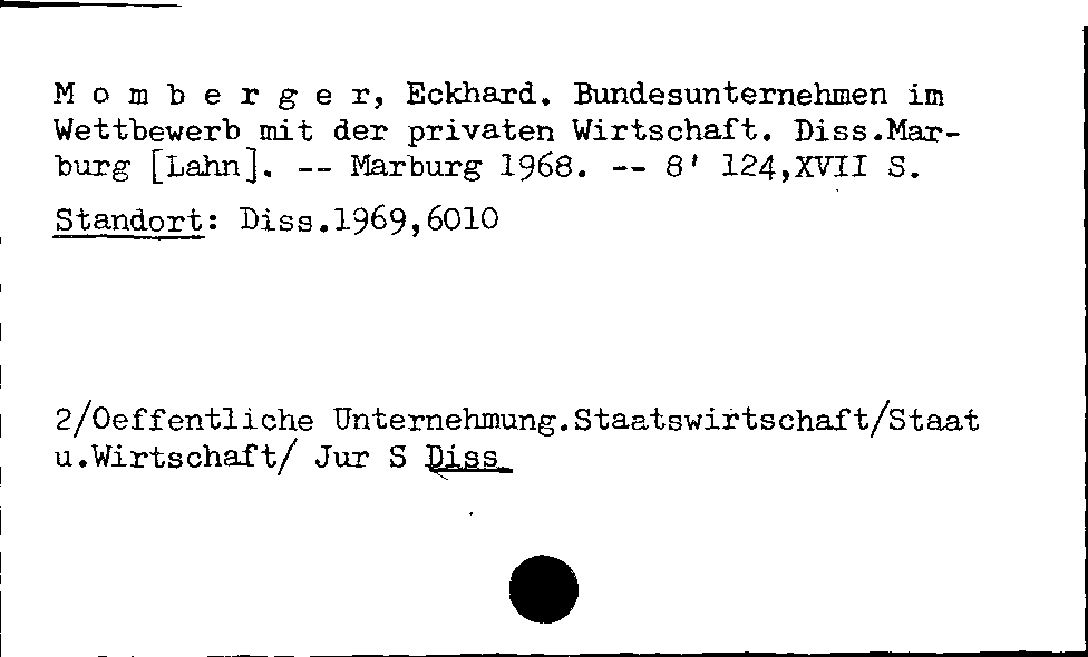 [Katalogkarte Dissertationenkatalog bis 1980]