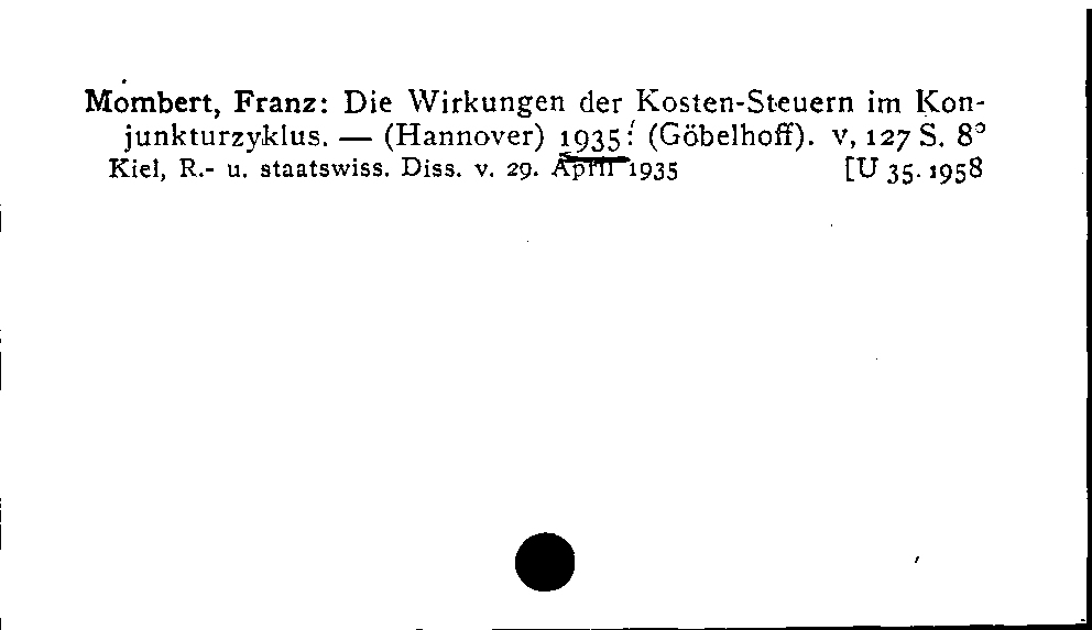 [Katalogkarte Dissertationenkatalog bis 1980]