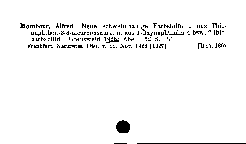 [Katalogkarte Dissertationenkatalog bis 1980]