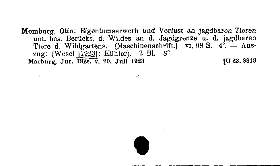 [Katalogkarte Dissertationenkatalog bis 1980]