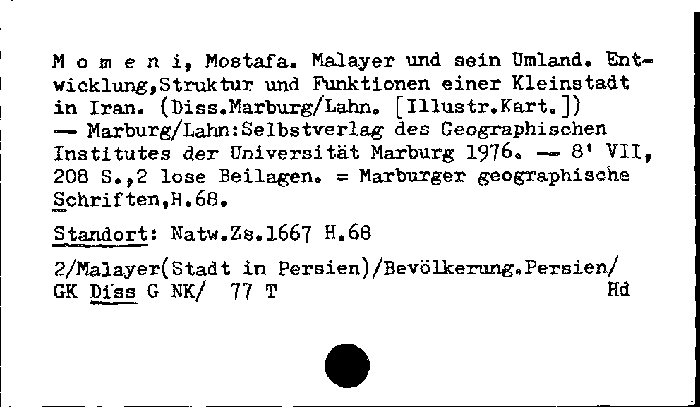 [Katalogkarte Dissertationenkatalog bis 1980]