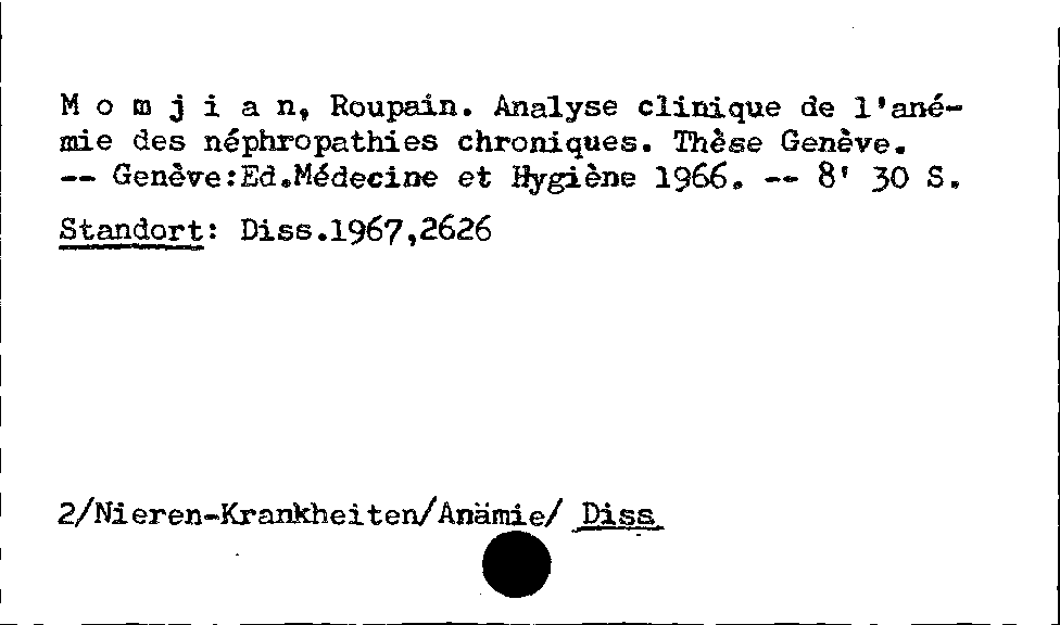 [Katalogkarte Dissertationenkatalog bis 1980]