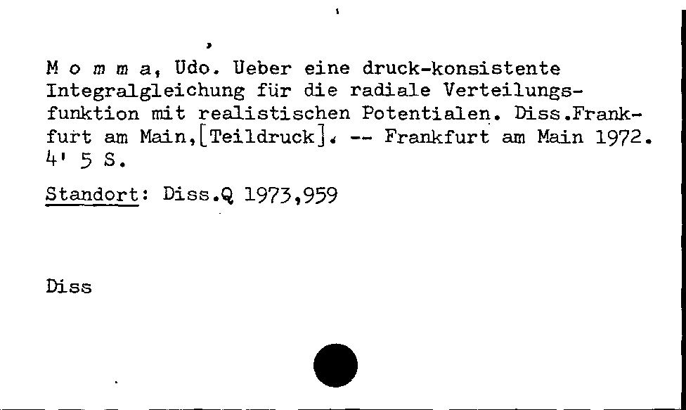 [Katalogkarte Dissertationenkatalog bis 1980]